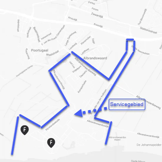 Servicegebied sms dienst vierkant